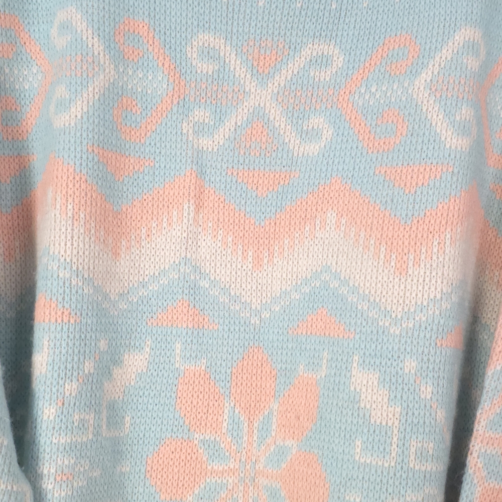 Boston Bay Traders Pastel Fair Isle Wool Sweater Blue Pink M/L Rare Vintage - Picture 5 of 10